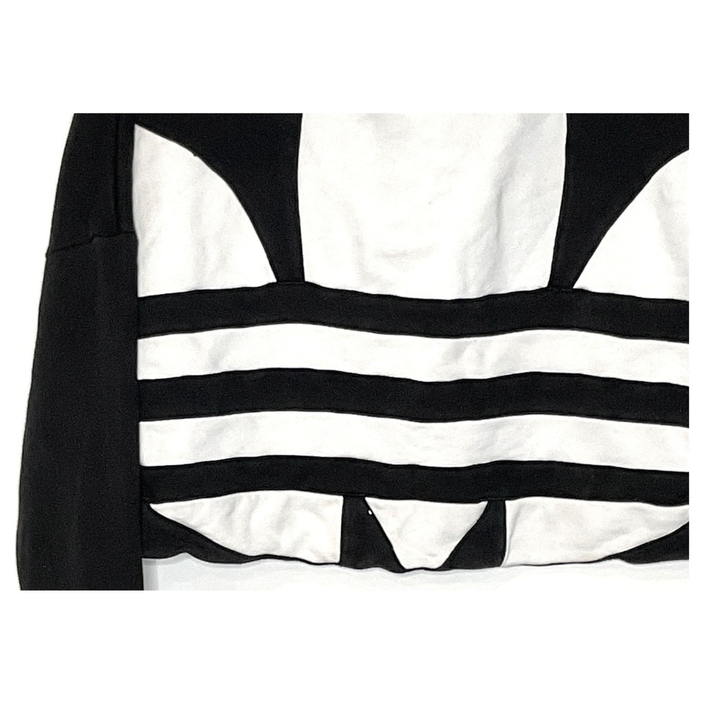 ADIDAS Womens Big Logo Cropped Black White Sweatshirt MED FS1314 cotton Trefoil - Picture 4 of 11
